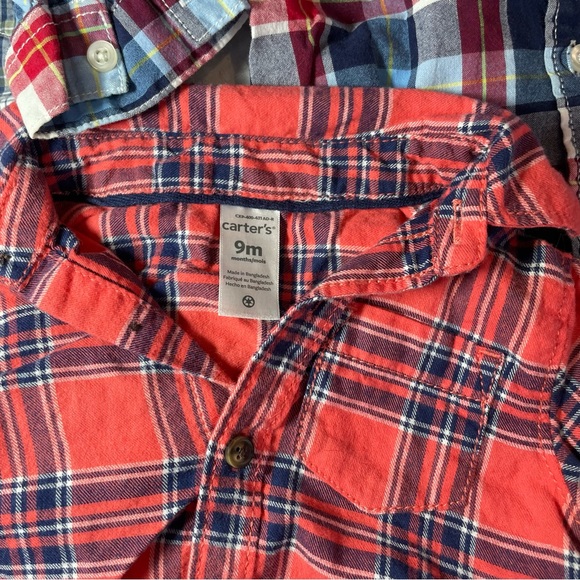 Carters Plaid Button up Bundle 9m - Picture 2 of 5